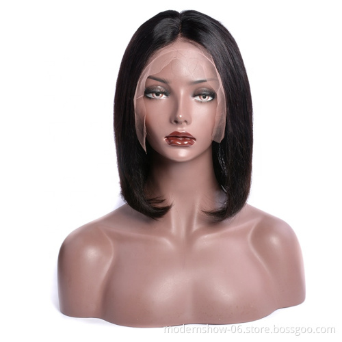 the cheapest human hair 8 10 12 14 inch short Brazilian straight human hair bob transparent lace front wig for summer